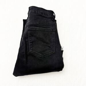 Flying Monkey Black Flare Distressed Ripped Hem Wide Leg Denim Jeans Size 24